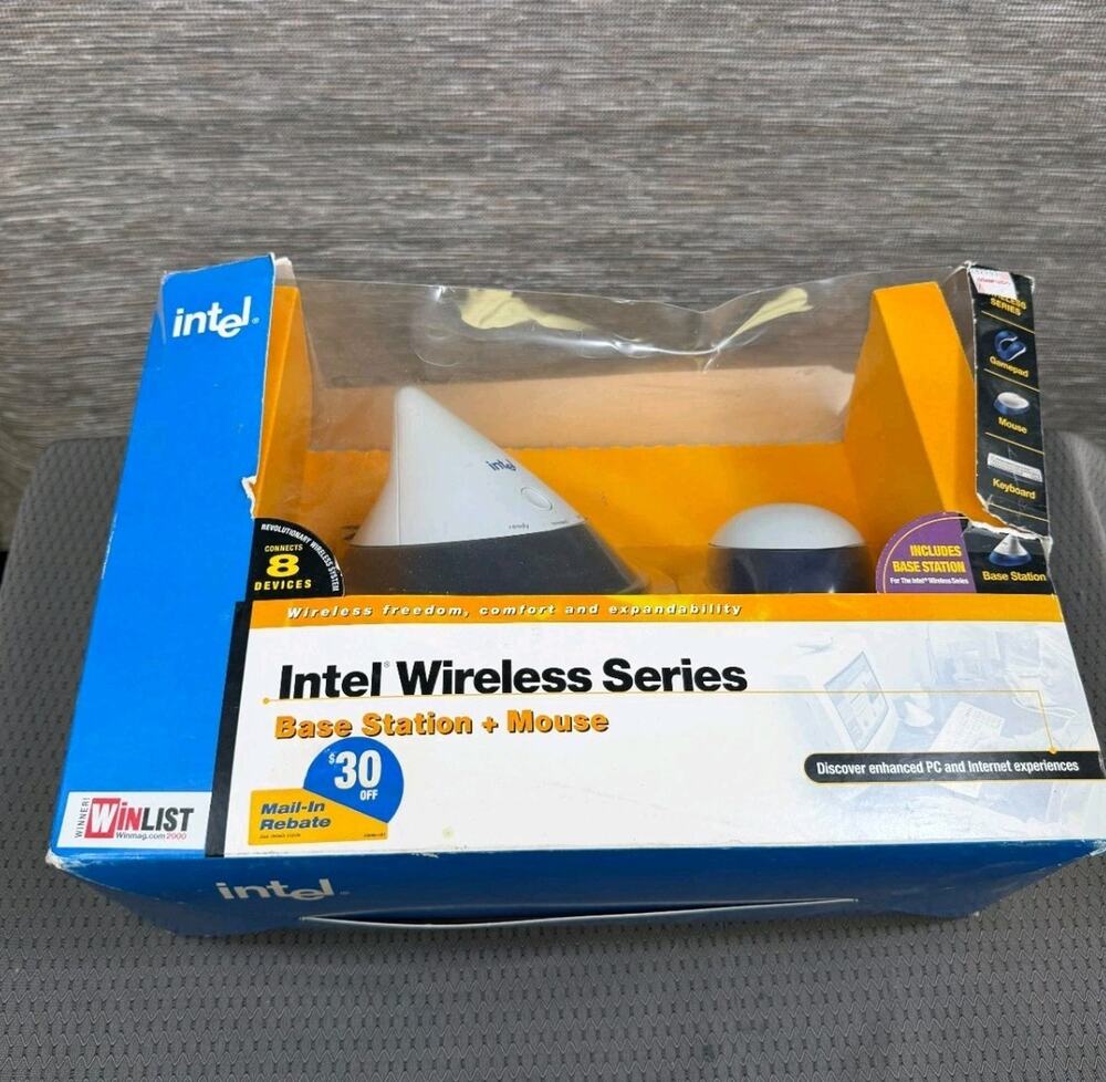 Intel Wireless Series Base Station + Mouse For PC Windows Vintage New In Box